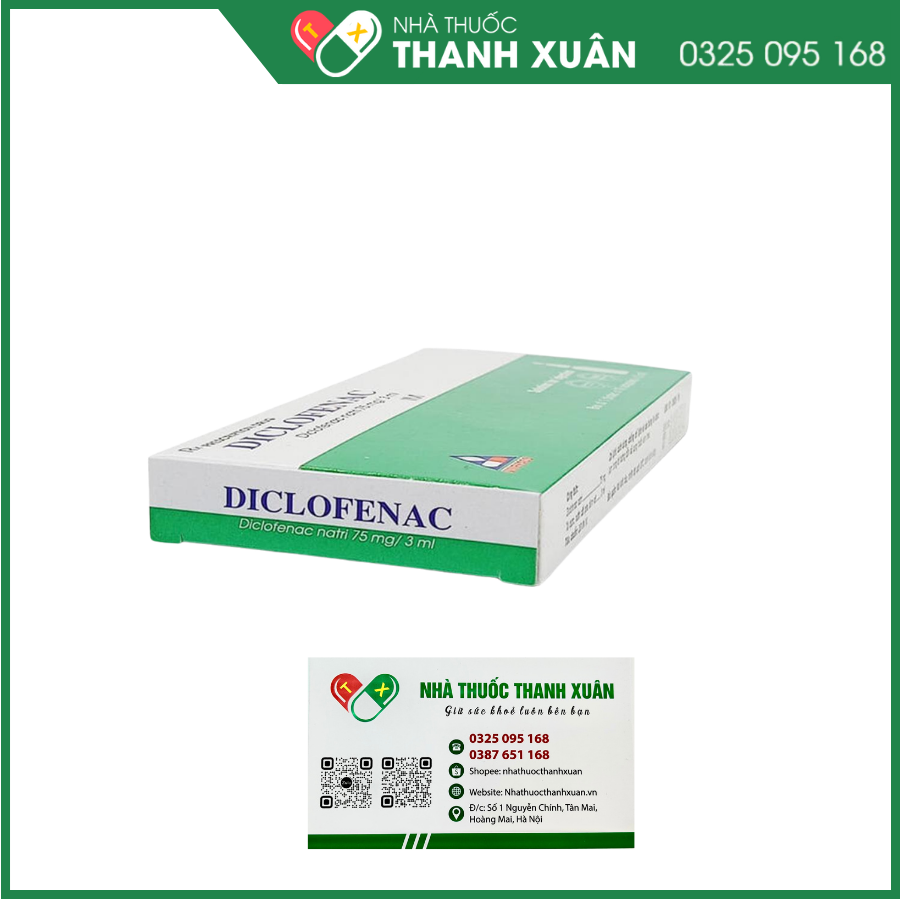 Dung dịch tiêm Diclofenac 75mg/3ml Vinphaco giảm đau và viêm trong viêm khớp dạng thấp, thoái hóa khớp, gout cấp